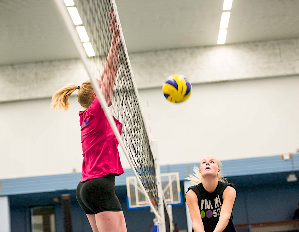 Vrouwen spelen volleybal