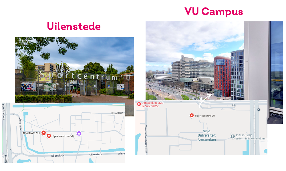 Locaties Sportcentrum VU Amsterdam en Amstelveen